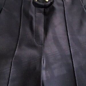 Rachel Zoe navy pipped leg. Slit hem slacks. Cut out tag. Itchy